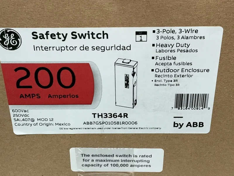 GENERAL ELECTRIC SAFETY SWITCH  -  TH3364R