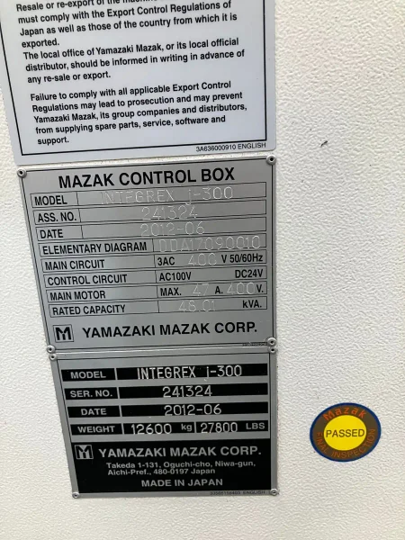 2012 MAZAK INTEGREX J300 | Turning Centers