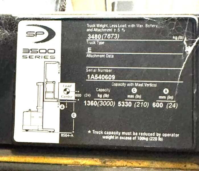 3,000 LB CROWN MODEL #SP 3500 ELECTRIC ORDER PICKER FORKLIFT 2018 : YOBRO #25408