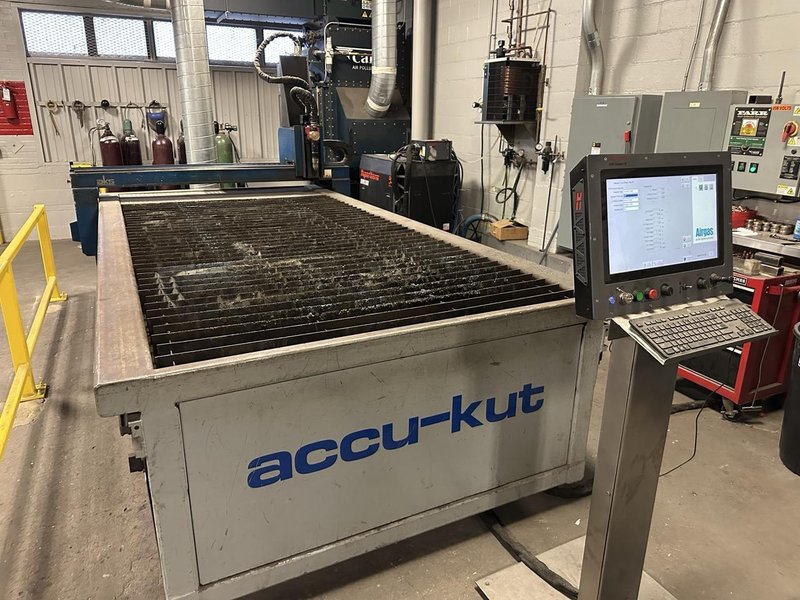 5′ x 10′ AKS Accu-Kut CNC Hypertherm XPR 300 Plasma Table, 2010 – Rebuilt in 2018, Dust Collector