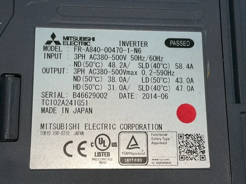 MITSUBISHI ELECTRIC SERVO INVERTER DRIVE  -  FR-A840-00470-1-N6