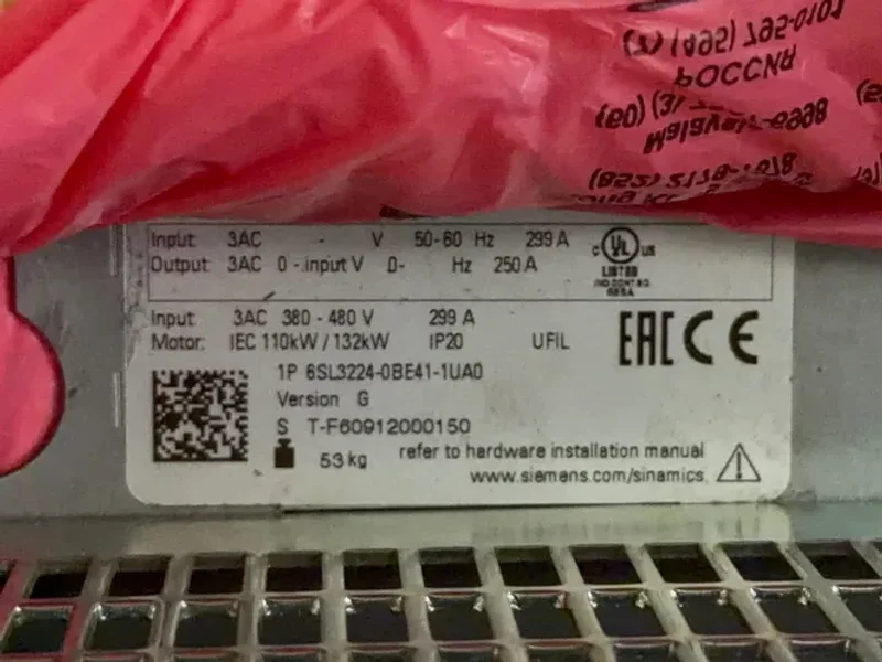 Siemens 110/132 Kw Drive - Ip 6sl3224-0be41-1ua0