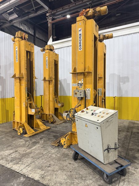 (4) 15 TON (120,000 LBS TOTAL) NEUERO / RAILQUIP MODEL #3275 HEAVY DUTY MOBILE JACK LIFTS: YOBRO #23869
