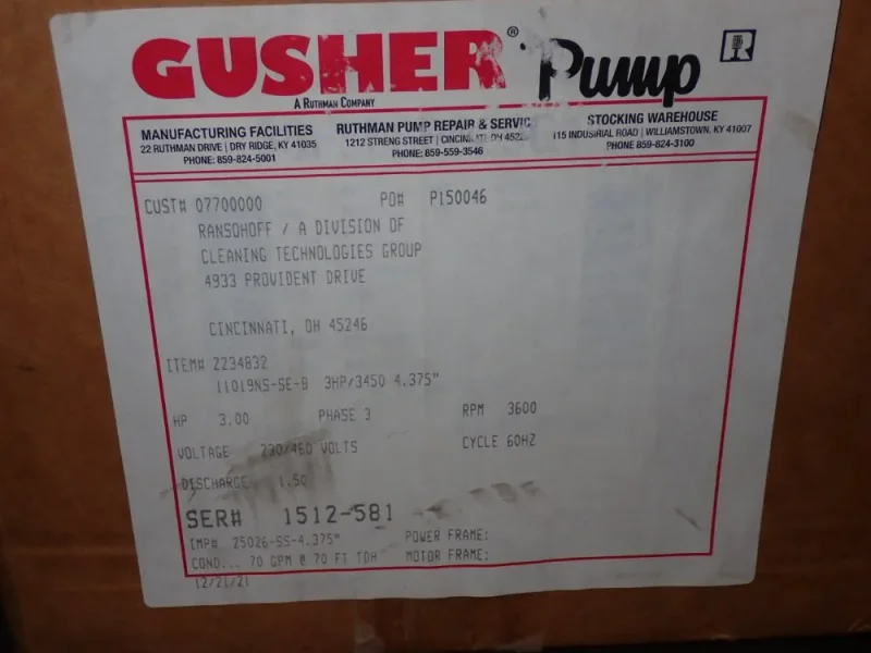 GUSHER 70GPM VERTICAL PUMP  -  11019NS-SE-B