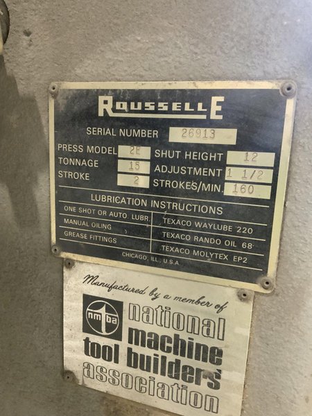 15 TON ROUSSELLE NO 2E OBI MECHANICAL PRESS: STOCK #81176