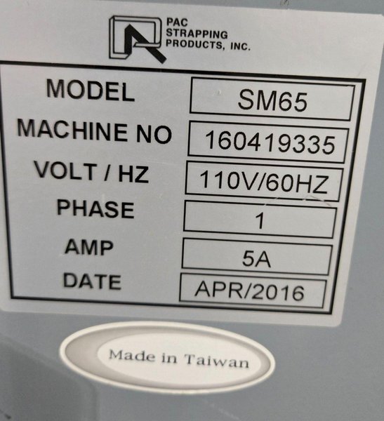 PAC STRAPPING PRODUCTS SM65 AUTOMATIC BANDING MACHINE USED