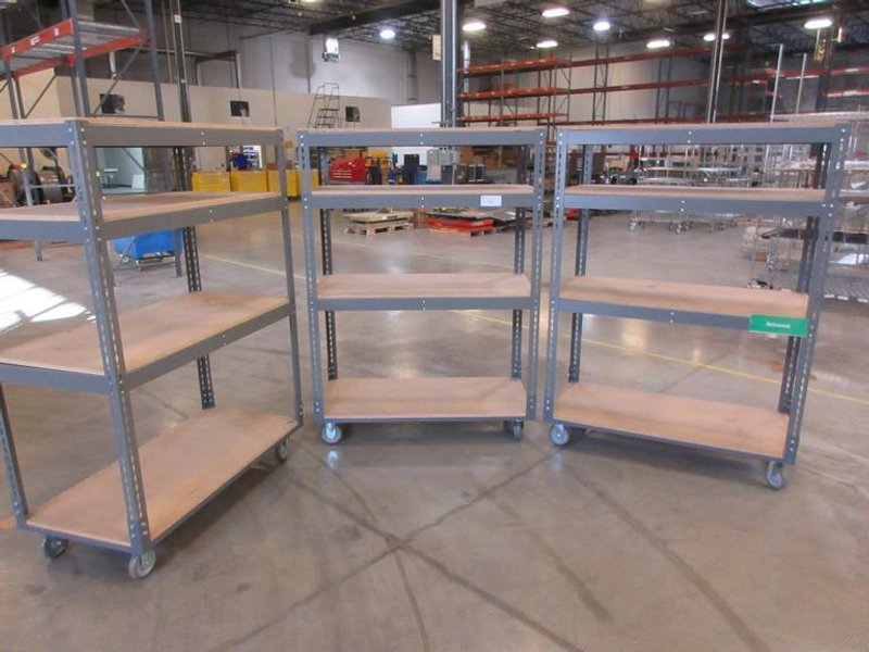 Metal Shelves, Heavy Duty with Wood Tops, Portable - 48" x 24" x 68"- Auction Item