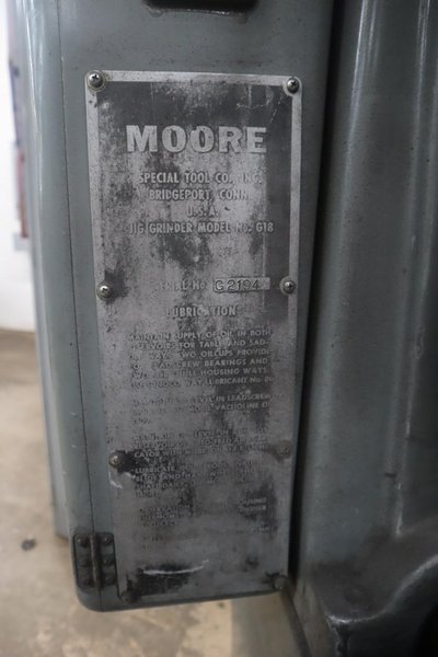 Moore #3 Model G-18 Jig Grinder with Sony 2-Axis DRO- Auction Item