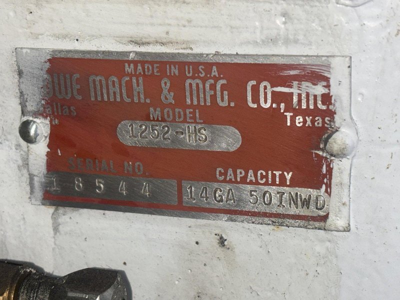 50" X 14 GA ROWE MODEL 1252-HS BOWTIE BLADE CUTOFF SHEAR: STOCK #22755