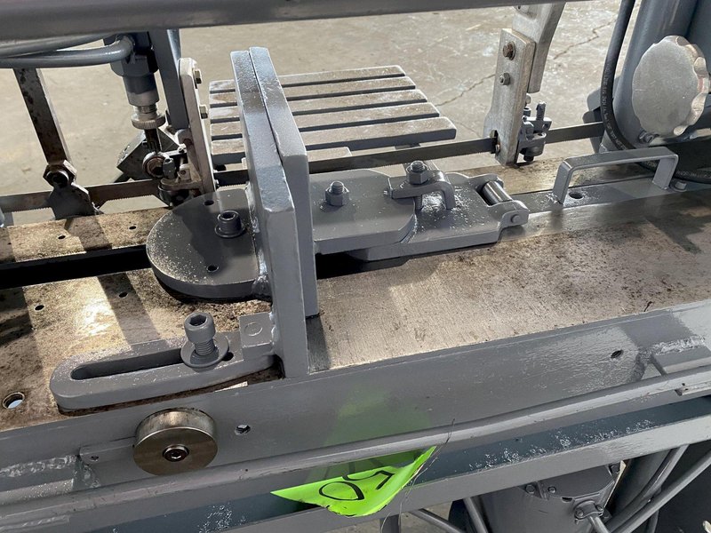 9" x 18" W. F. WELLS HORIZONTAL BANDSAW w/ DUAL COLUMNS. STOCK #0741422.