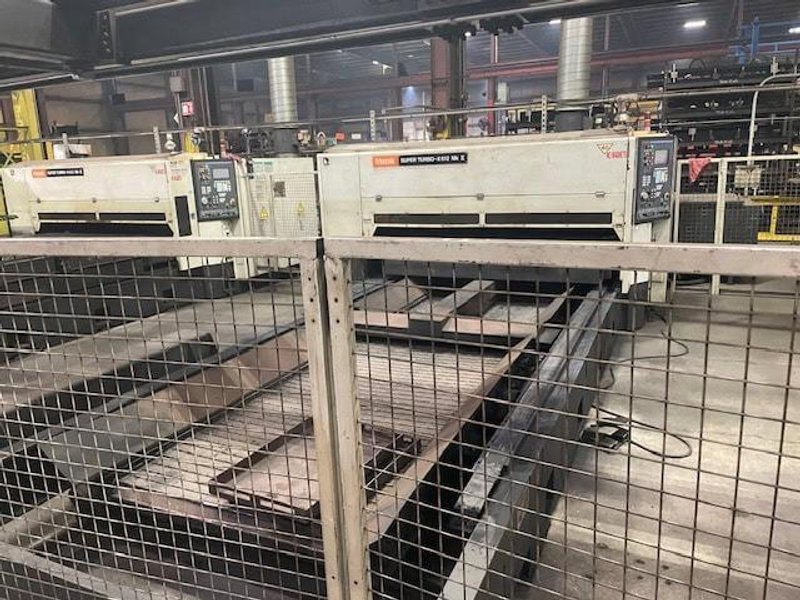 (3) 4000 Watt Mazak Super Turbo-X612 CO2 Lasers, 2006 – 6.5′ x 13′ Tables, Material Handling System