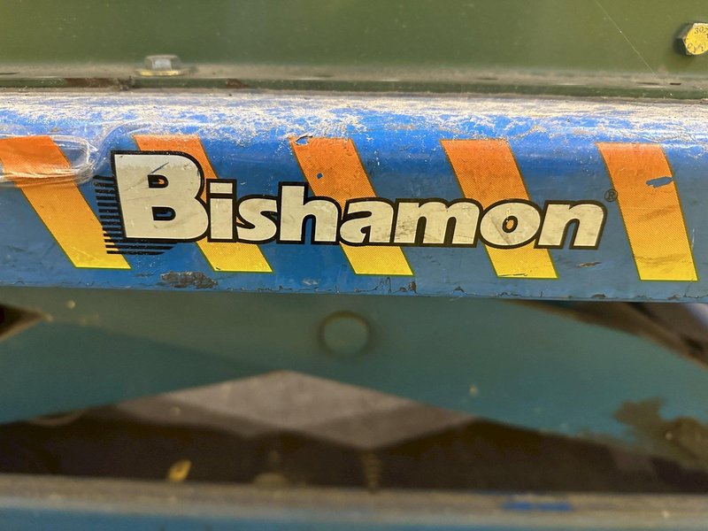 5,000 LBS X 96" X 48" BISHAMON HYDRAULIC SCISSOR LIFT TABLE WITH ROLLER CONVEYOR TOP, 115 VOLT: STOCK #20963