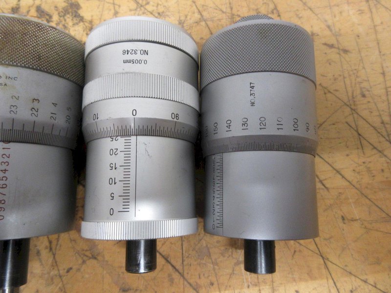 Precision Micrometer Heads (7pcs), 0-1" and 0-50mm Ranges, Starrett, Mitutoyo, Scherr Tumico and Other- Auction Item