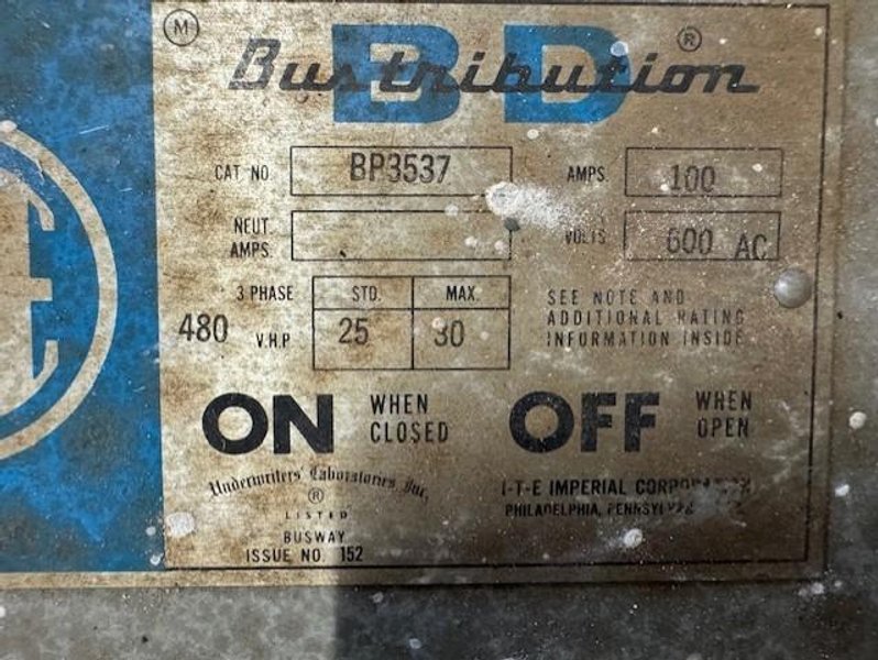 BULLDOG AND CONTINENTAL BUS PLUG BOXES  30 AND 60 AMP