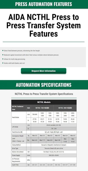 AIDA MODEL NCTHL-300/10-6R INTER PRESS LINE PACER TRANFER SYSTEM: STOCK #22205
