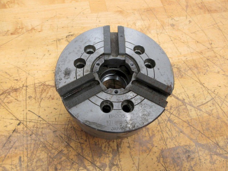 Kitagawa B-206 Open Center 6", 3-Jaw Power Chuck (Flatback), with A2-5 Mounting Adapter- Auction Item