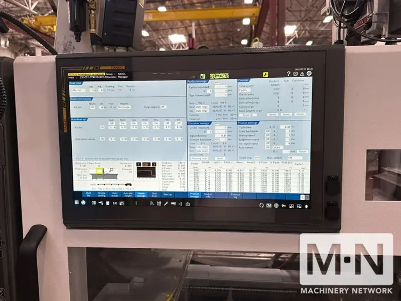 138 TON 3.4 OZ MILACRON FANUC ROBOSHOT MODEL S-110iA INJECTION MOLDING MACHINE MFG 2022