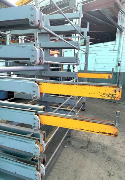 Roll-Out Cantilever Rack, Double Sided, (7) Roll-Out Shelves Each Side