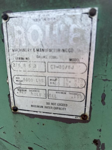 8,000 LBS MODEL C3-30/8J ROWE COIL CRADLE: STOCK #23041
