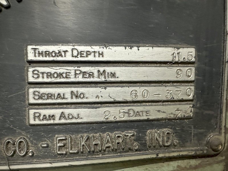 60 TON FEDERAL MODEL #60 OBI PUNCH STAMPING PRESS, 4" STROKE: STOCK #20995