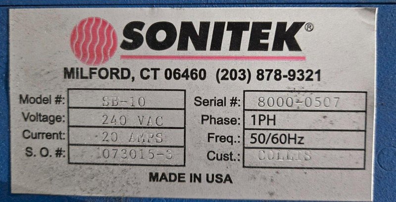 SONITEK SB-10 THERMAL 240V 1 PH PRESS USED