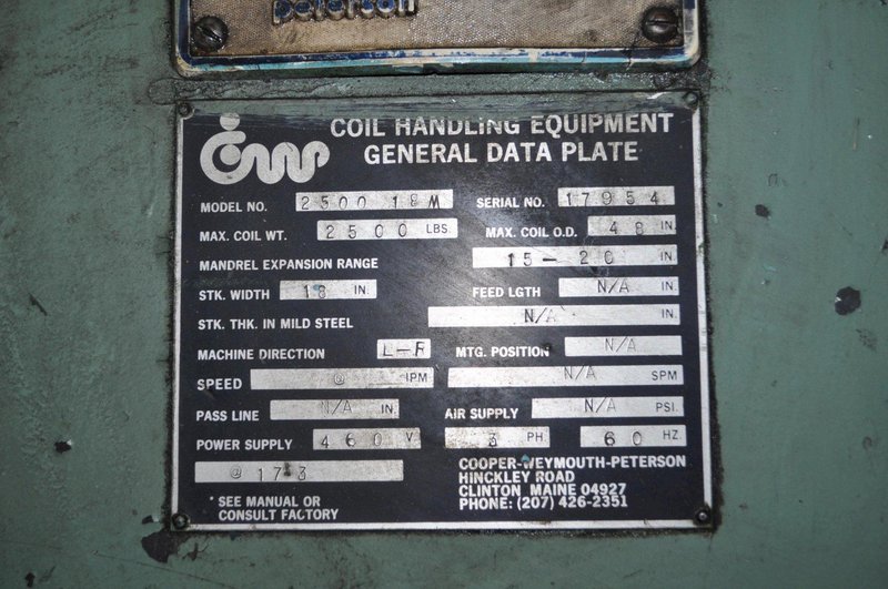 2500 LB X 18&quot; CWP MOTORIZED UNCOIELR