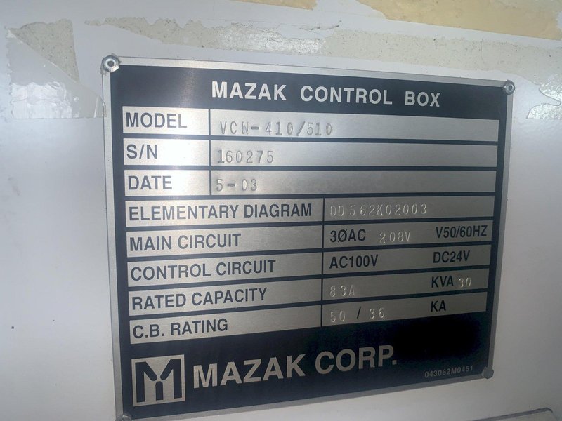 2003 MAZAK NEXUS 510C CNC VERTICAL MACHINING CENTER: STOCK #13486