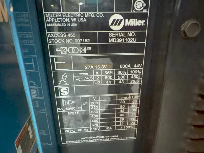 Miller  600 A Welder  - Axcess 450