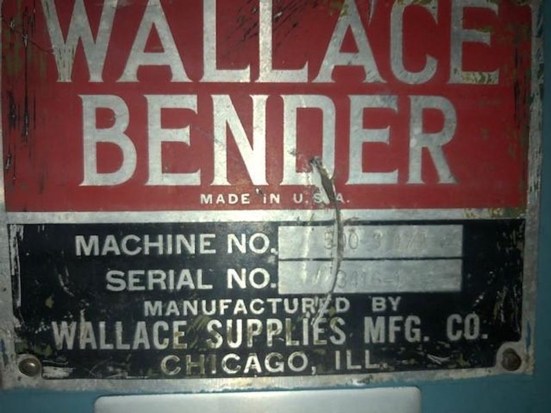 3-1/2" WALLACE MODEL 500-3-1/2 HYDRAULIC TUBE &amp; PIPE BENDER STOCK# 2365