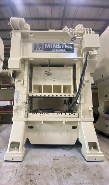 300 ton Minster Model E2-300-72-42 Hevi-Stamper Used Straight Side Mechanical Press For Sale, Year 1997