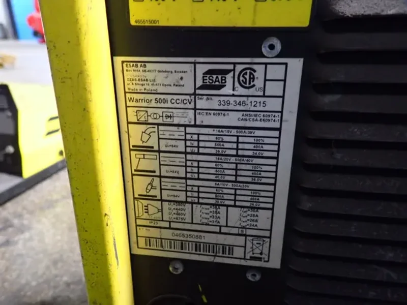 Esab Welder - Warrior 500i Cc/cv