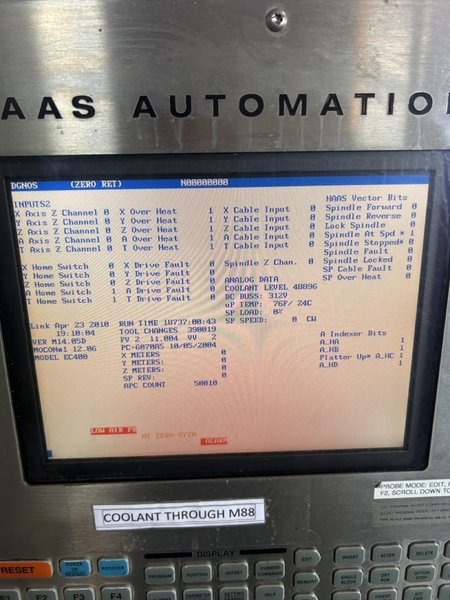 Haas EC-400 Horizontal Machining Center, 2006 – Through Spindle Coolant, Tombstone