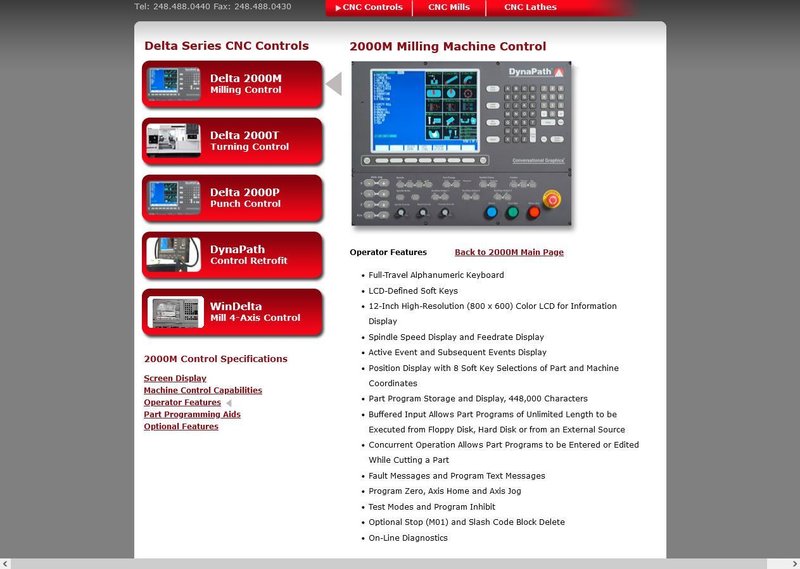 Dynapath Model DMC-4E 3-Axis CNC Vertical Bed Mill, S/N 214, New 2012.
