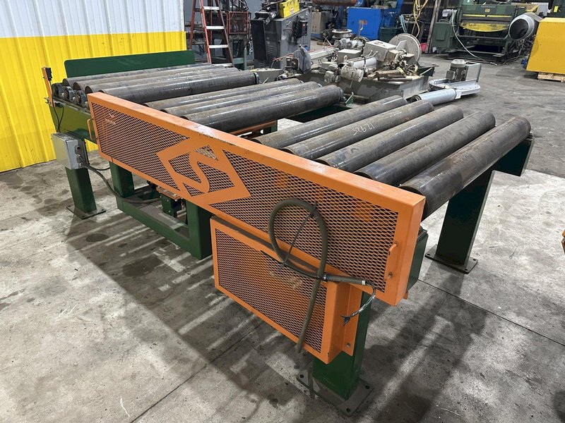 SWEED LOAD CLAMP &amp; TURNER / PACMAN FLIPPER SYSTEM WITH POWERED INFEED &amp; OUTFEED CONVEYORS: STOCK #22075