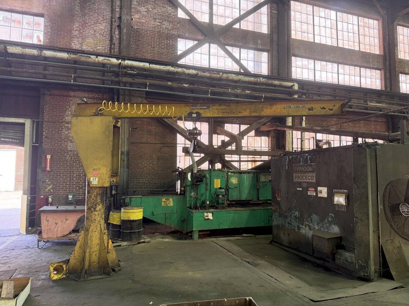 1 TON X 14' ABELL-HOWE JIB CRANE WITH BUDGIT HOIST. STOCK # 0878226