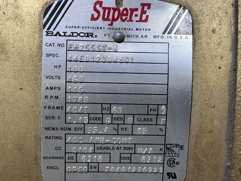 BALDOR 100 HP MOTOR   -  EM2555T-4