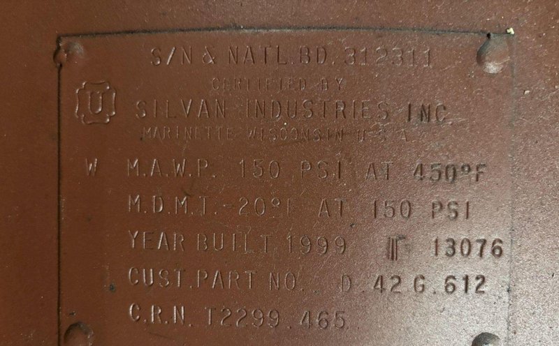 SILVAN INDUSTRIES AIR RECEIVING TANK. STOCK # 1224024.