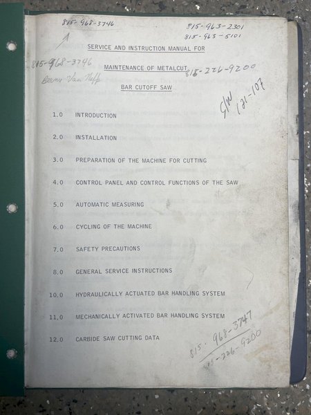 12" METALCUT MODEL 12RH HIGH SPEED AUTOMATIC CARBIDE BILLET COLD SAW: STOCK #14789