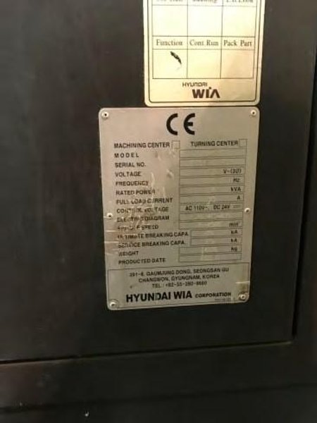 Hyundai WIA Model KH63G CNC Horizontal Machining Center, New 2012