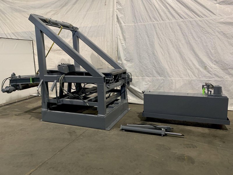 48" DAHLSTROM HD-37548 PEELER TABLE W/ HYDRAULIC HOLD DOWN. STOCK # 0206522
