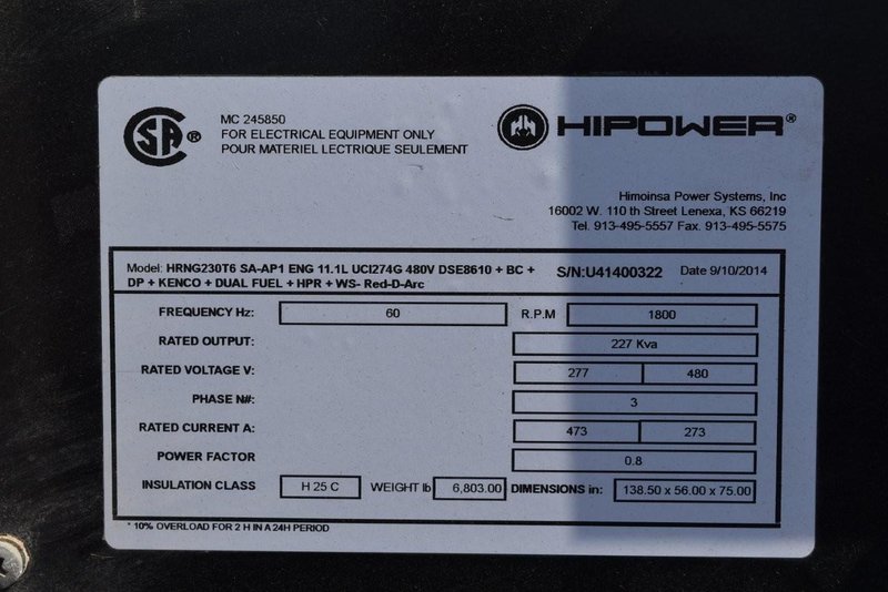 HIPOWER MODEL HRNG230T6 MOBILE GENERATOR