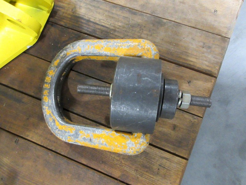 Olsen Chain Forklift Lifting Beam, Inside Pin Mount, 10,000 lb Capacity. And Freno Swiveling Lift Eye with 5/8" Stud- Auction Item