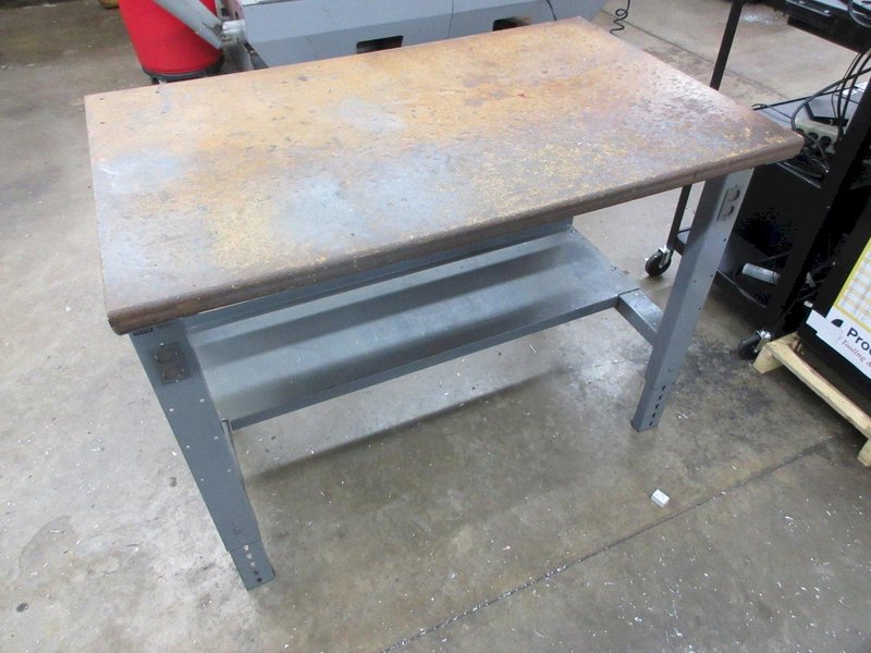 Uline Work Bench with Wood Top and Lower Shelf- Auction Item