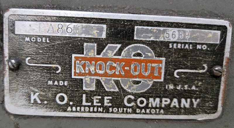 K.O. LEE BA860 TOOL CUTTER AND GRINDER USED