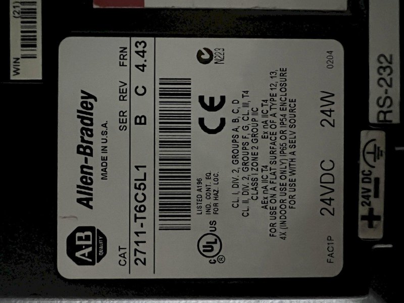 Allen Bradley PanelView 600 CNC HMI Unit 2711-T6C5L1 | Color DH-485 SLC 500
