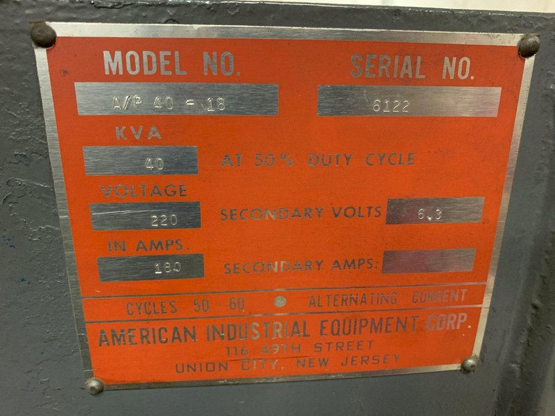 40 KVA American Industrial Resistance Welder Model A/P 40-18