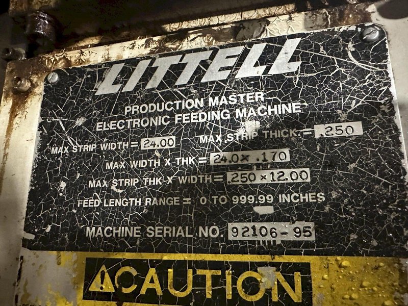 24&quot; WIDE X .093-.250&quot; X 6,000 LB LITTELL SERVO COIL FEED LINE: STOCK #19223
