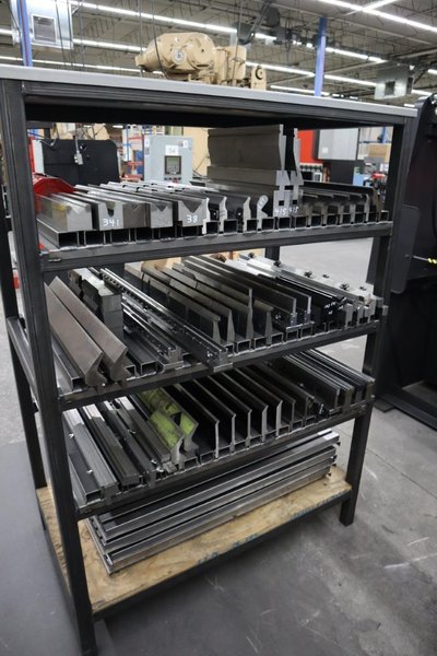Amada Press Brake Dies, and Lower Die Holders on Welded Steel Shelving- Auction Item