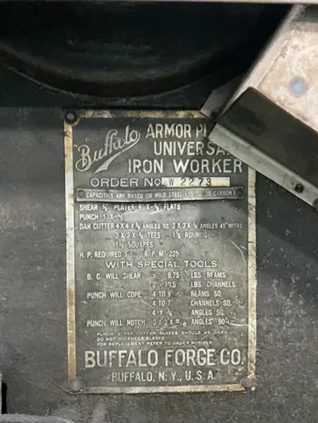BUFFALO UNIVERSAL IRON WORKER  -  ARMOR PLUS UNIVERSAL