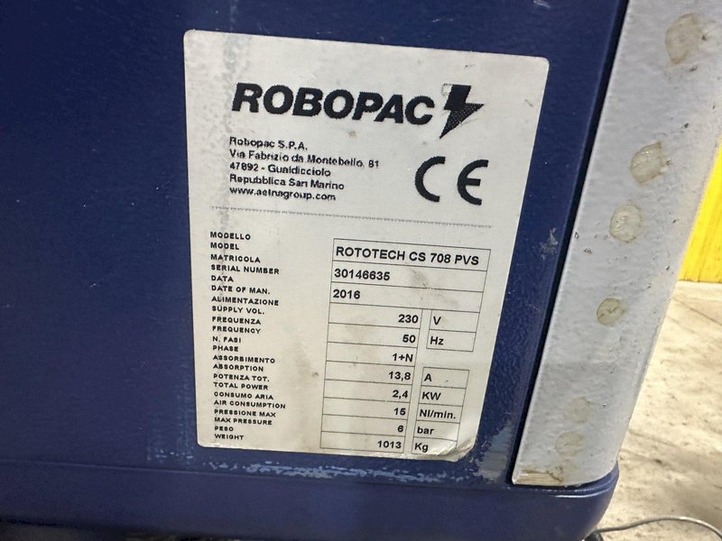 2016 ROBOPAC MODEL ROTOTECH-CS-708  FLOOR MOUNTED SEMI-AUTOMATIC STRETCH WRAPPER : STOCK #22319